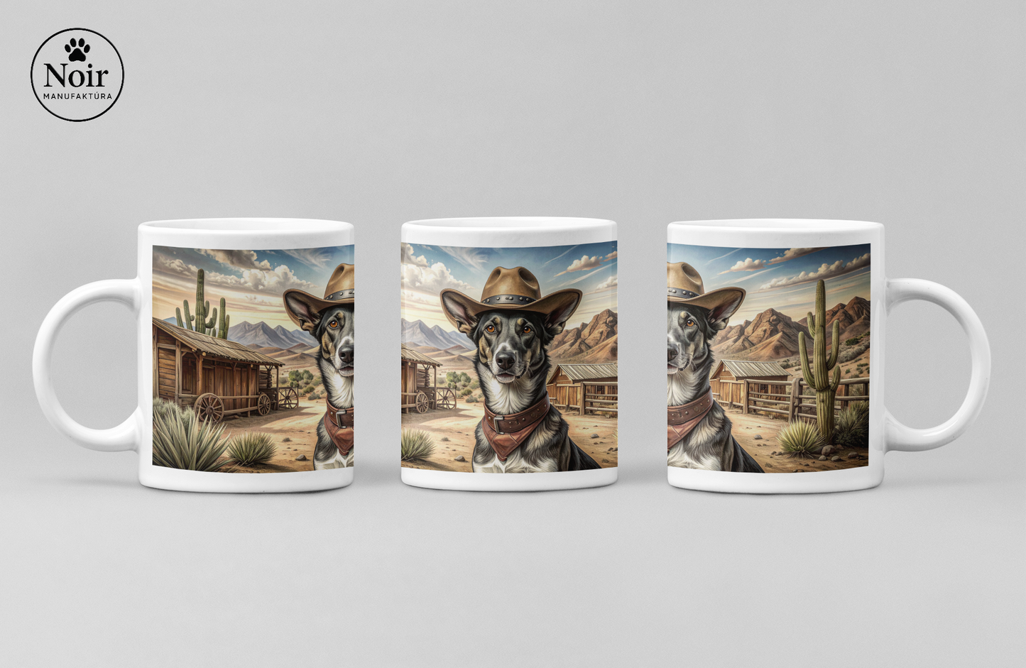 Németjuhász "western 2" prémium bögre – 330 ml