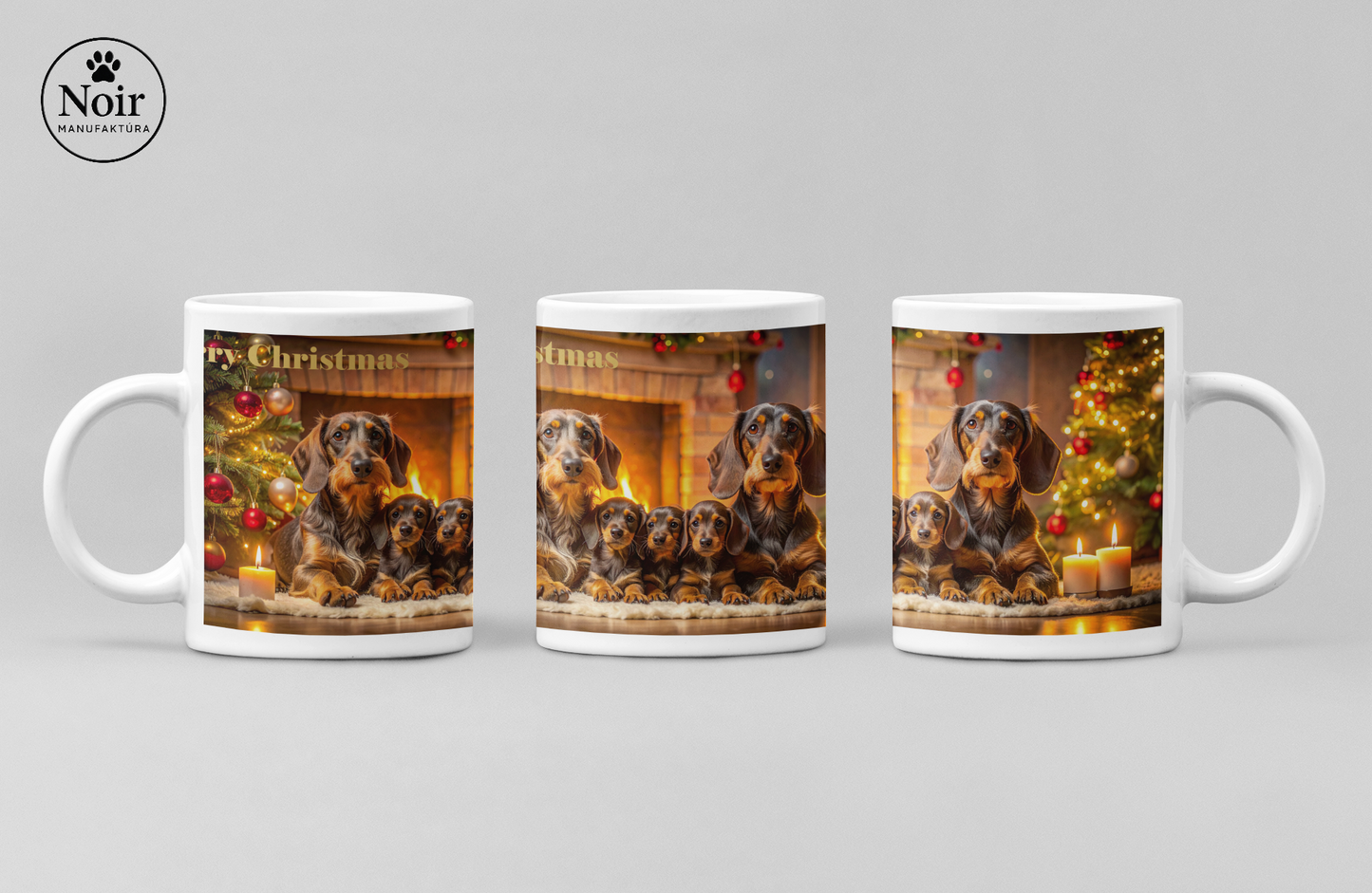 Tacskó "családi karácsonya" prémium bögre – 330 ml