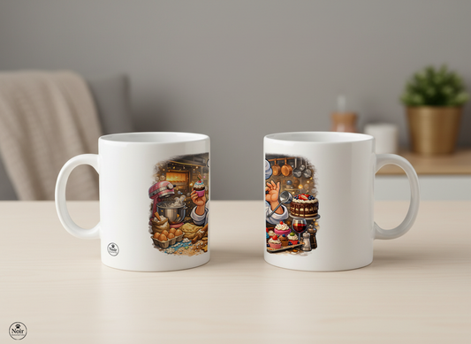 Cukrász prémium illusztrált bögre – színes dizájn | 330 ml