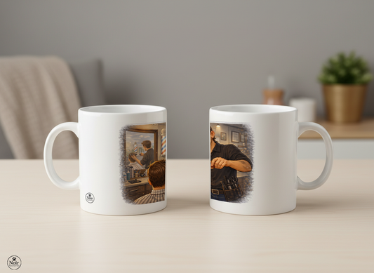 Barber prémium illusztrált bögre – színes dizájn | 330 ml