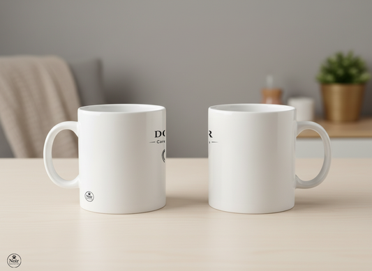 Orvos prémium illusztrált bögre – fekete-fehér dizájn | 330 ml