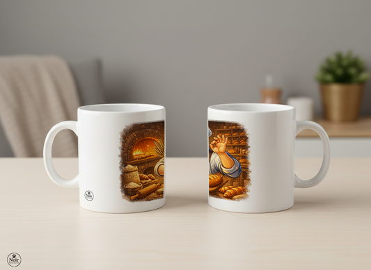 Pék prémium illusztrált bögre – színes dizájn | 330 ml