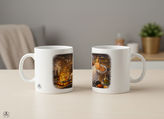 Séf prémium illusztrált bögre – színes dizájn | 330 ml