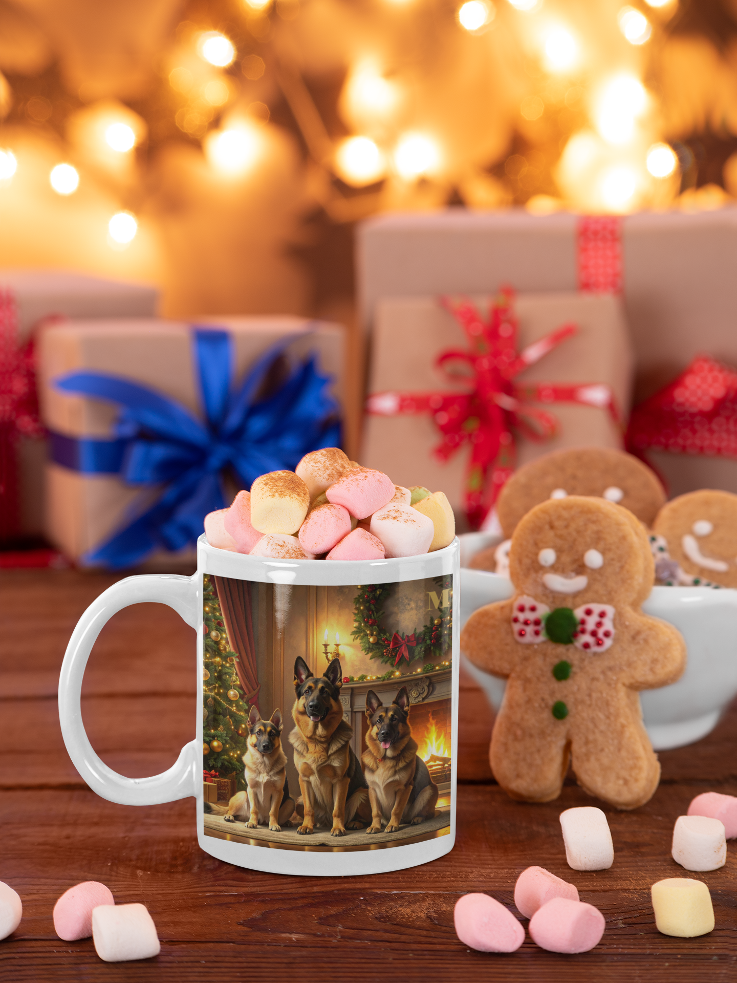 Németjuhász "családi karácsonya" prémium bögre  – 330 ml