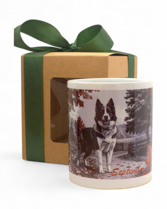Border collie "limitált szeptember" prémium bögre díszdobozban – 330 ml