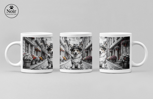 Corgi "a városban" prémium bögre – 330 ml