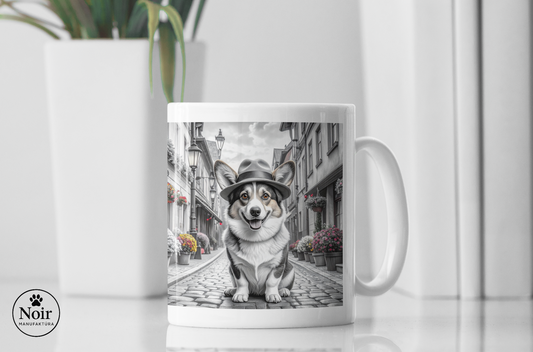 Corgi "a városban" prémium bögre – 330 ml