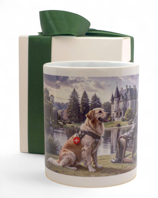Golden retriever "a segítő" prémium bögre díszdobozban – 330 ml