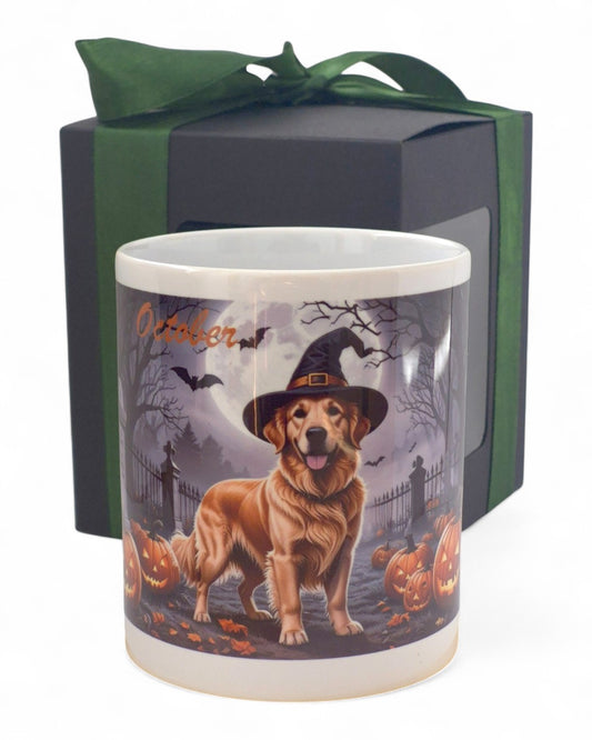 Golden retriever "limitált halloween" prémium bögre díszdobozban – 330 ml