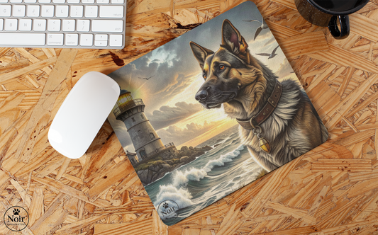 Németjuhász prémium minőségű, kutyás egérpad – a Noir Manufaktúra egyedi illusztrációival.