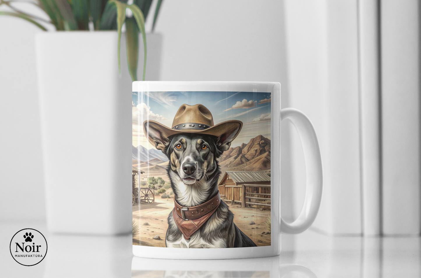 Németjuhász "western 2" prémium bögre  – 330 ml