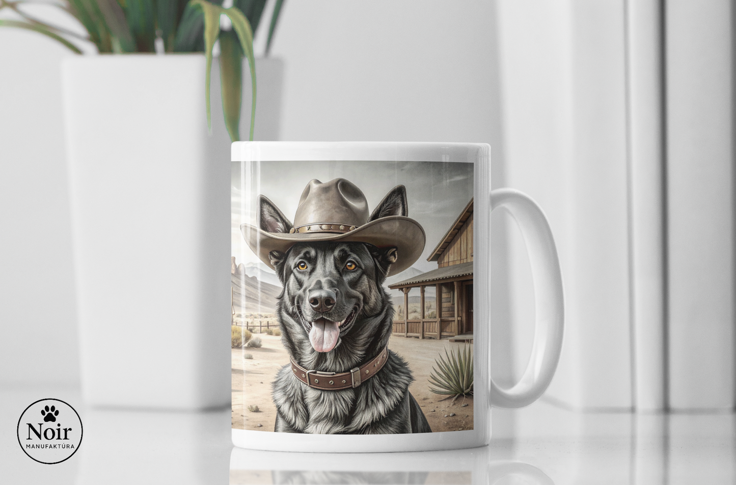 Németjuhász "western" prémium bögre – 330 ml