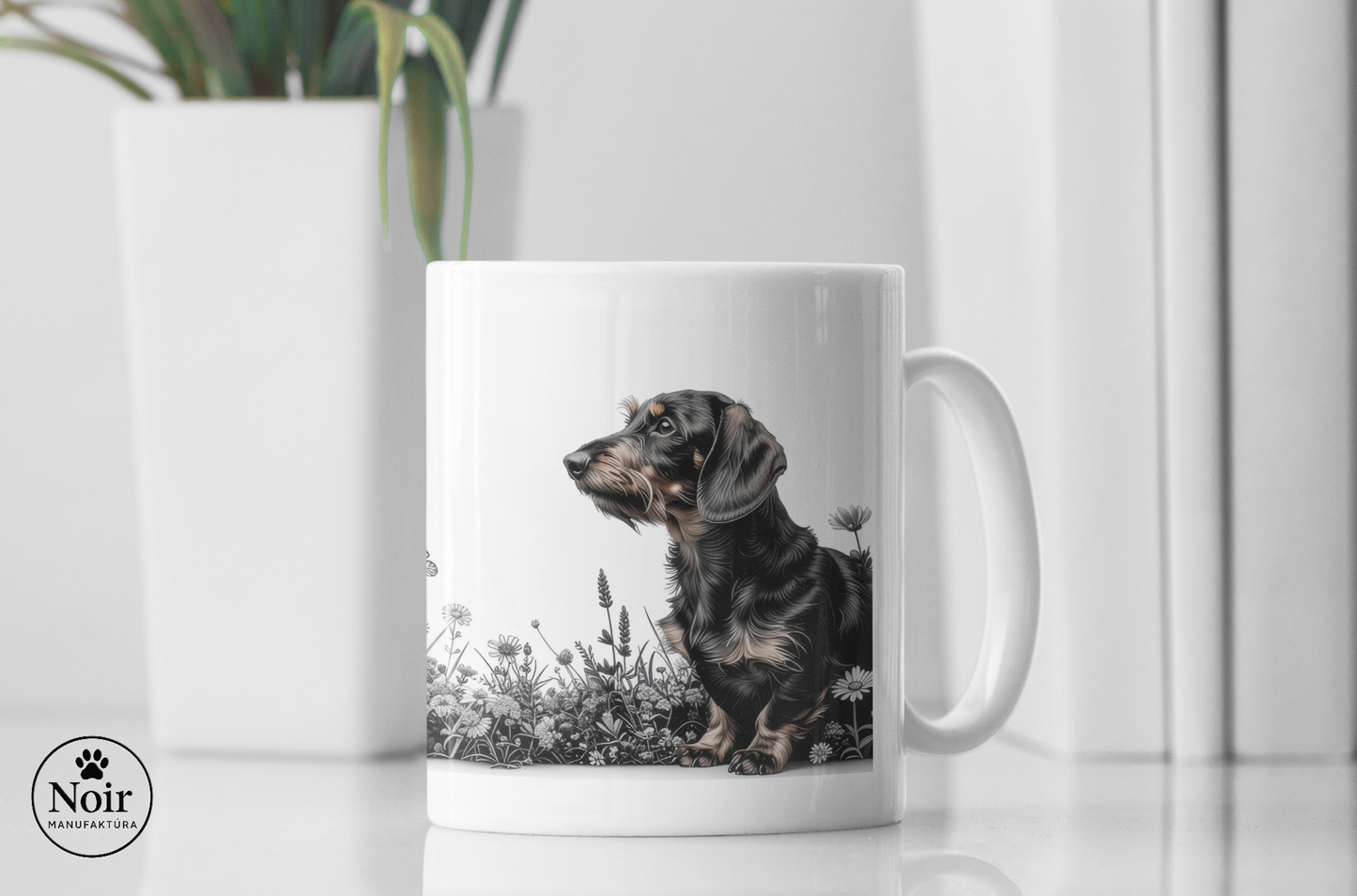 Tacskó "drótszőrű a pillangókkal" prémium bögre – 330 ml