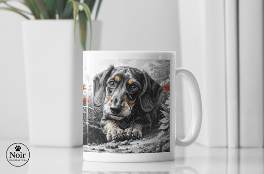 Tacskó "drótszőrű a gödör mellett" prémium bögre – 330 ml