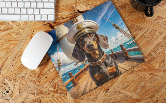 Tacskó prémium minőségű, kutyás egérpad – a Noir Manufaktúra egyedi illusztrációival.