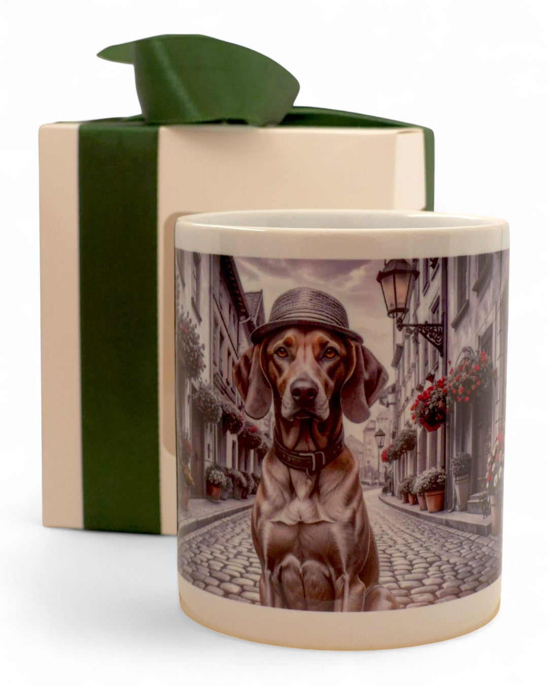 Vizsla "a városban" prémium bögre díszdobozban – 330 ml