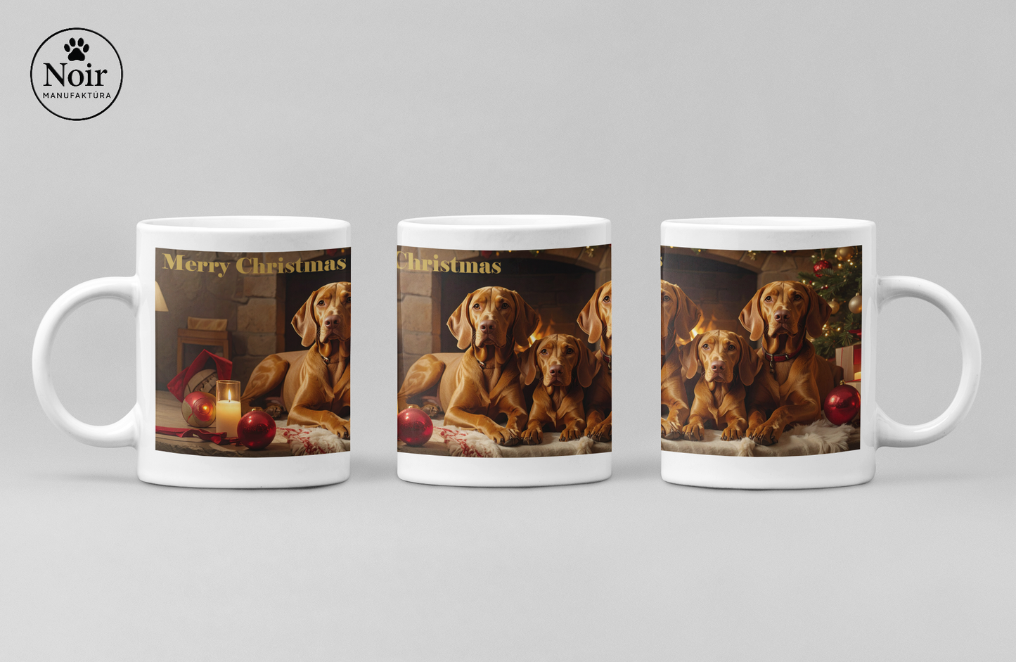 Vizsla "családi karácsonya" prémium bögre  – 330 ml