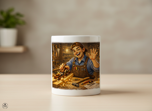 Asztalos prémium illusztrált bögre – színes dizájn | 330 ml