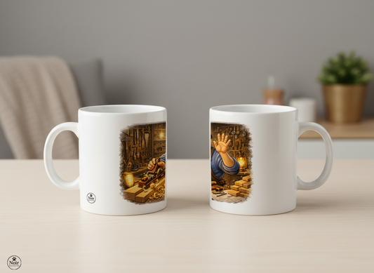 Asztalos prémium illusztrált bögre – színes dizájn | 330 ml