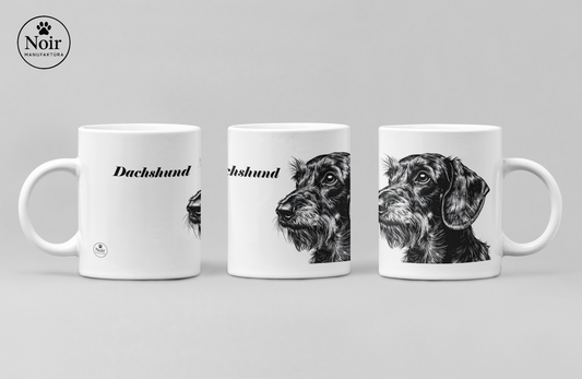 Tacskó "szálkás portré" prémium bögre – 330 ml