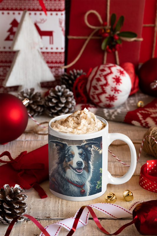 Border Collie " Merry Christmas 2" prémium bögre  – 330 ml