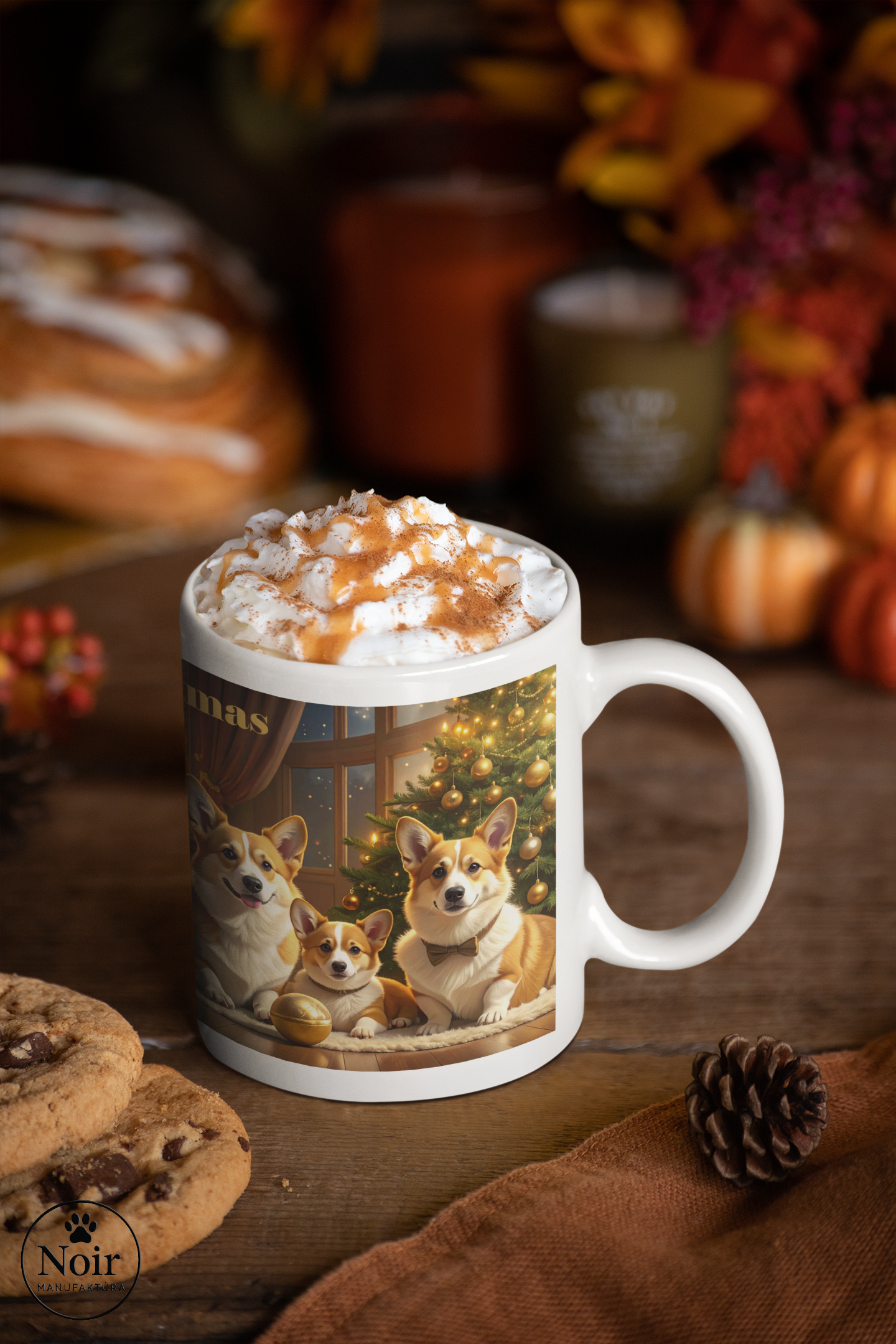 Corgi "családi karácsonya" prémium bögre  – 330 ml