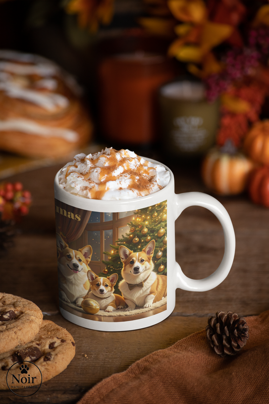 Corgi "családi karácsonya" prémium bögre  – 330 ml