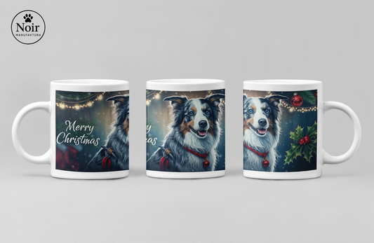 Border Collie " Merry Christmas 2" prémium bögre  – 330 ml