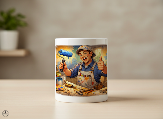 Festő prémium illusztrált bögre – színes dizájn | 330 ml