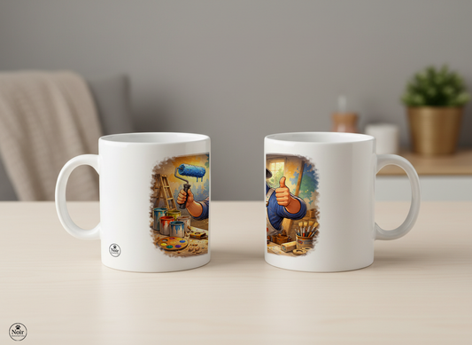 Festő prémium illusztrált bögre – színes dizájn | 330 ml