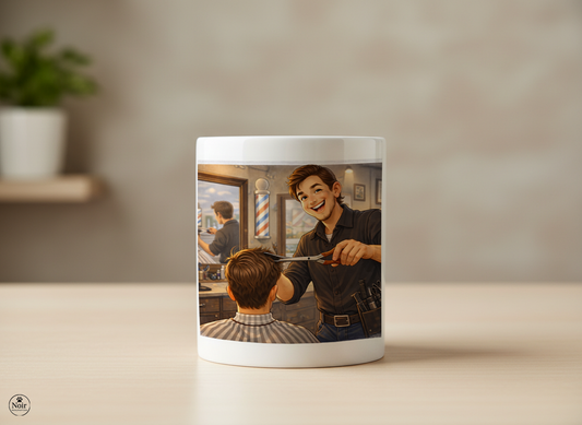 Barber prémium illusztrált bögre – színes dizájn | 330 ml