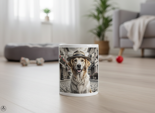Golden retriever a városban bögre – 330 ml