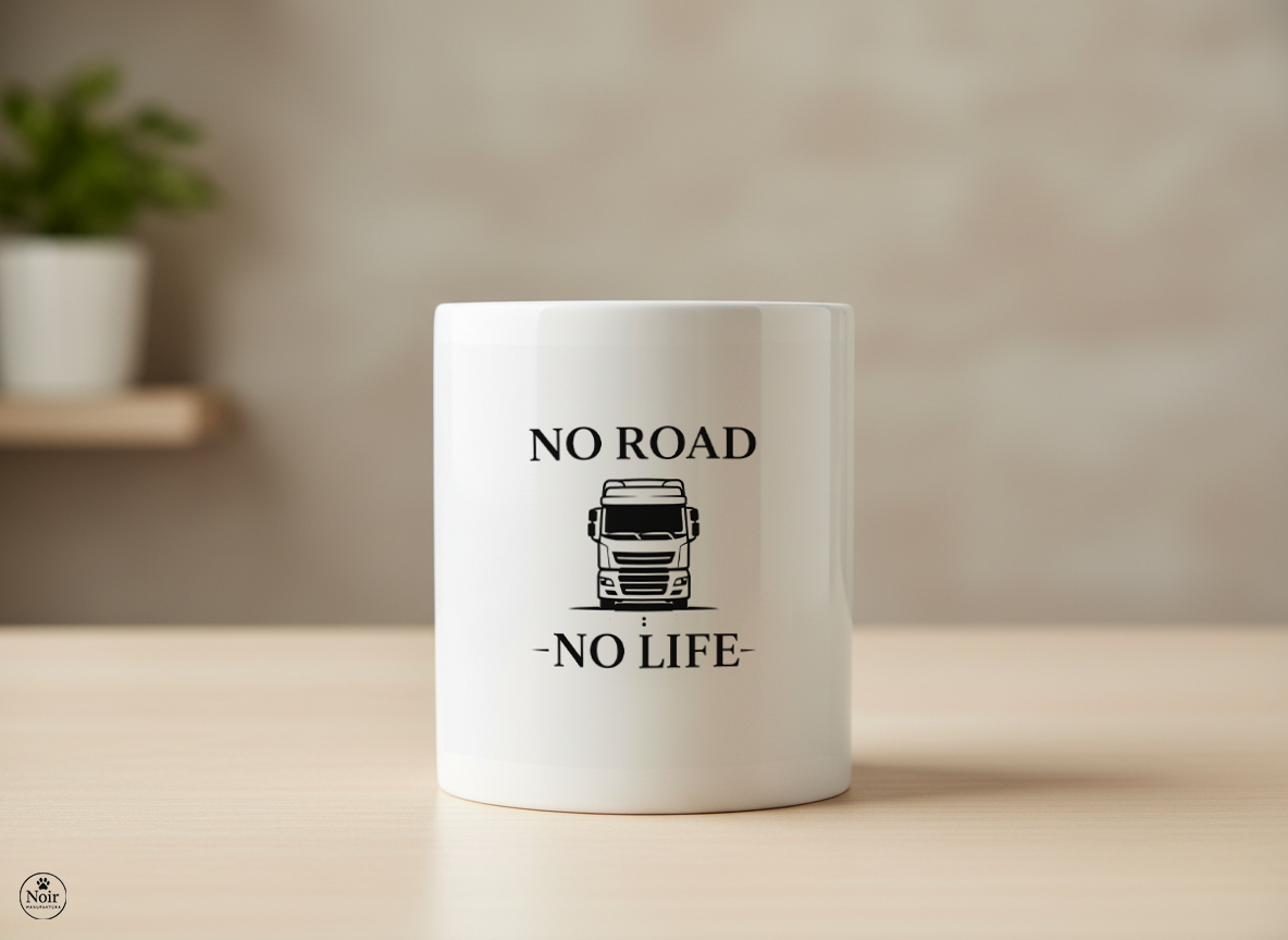 Kamionsofőr prémium illusztrált bögre – fekete-fehér dizájn | 330 ml