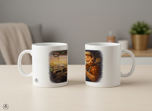 Kamionsofőr prémium illusztrált bögre – színes dizájn | 330 ml