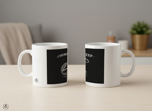 Kéményseprő prémium illusztrált bögre – fekete-fehér dizájn | 330 ml