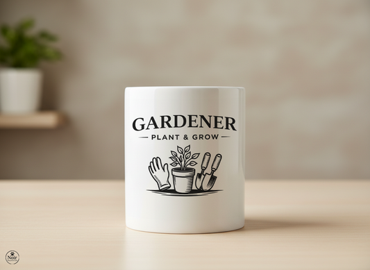 Kertész prémium illusztrált bögre – fekete-fehér dizájn | 330 ml