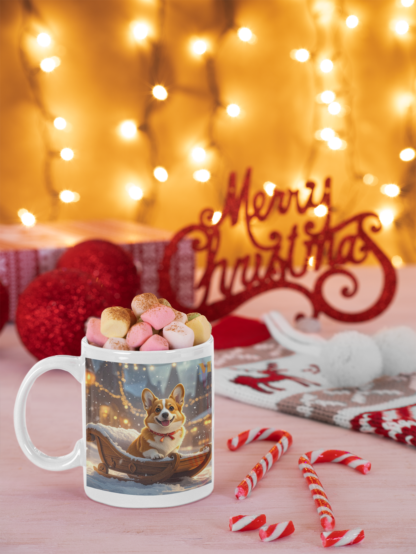 Corgi "karácsonya" prémium bögre  – 330 ml