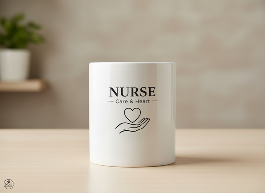 Nővér prémium illusztrált bögre – fekete-fehér dizájn | 330 ml