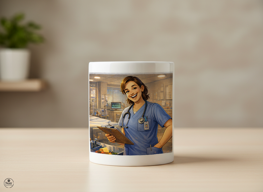 Nővér prémium illusztrált bögre – színes dizájn | 330 ml