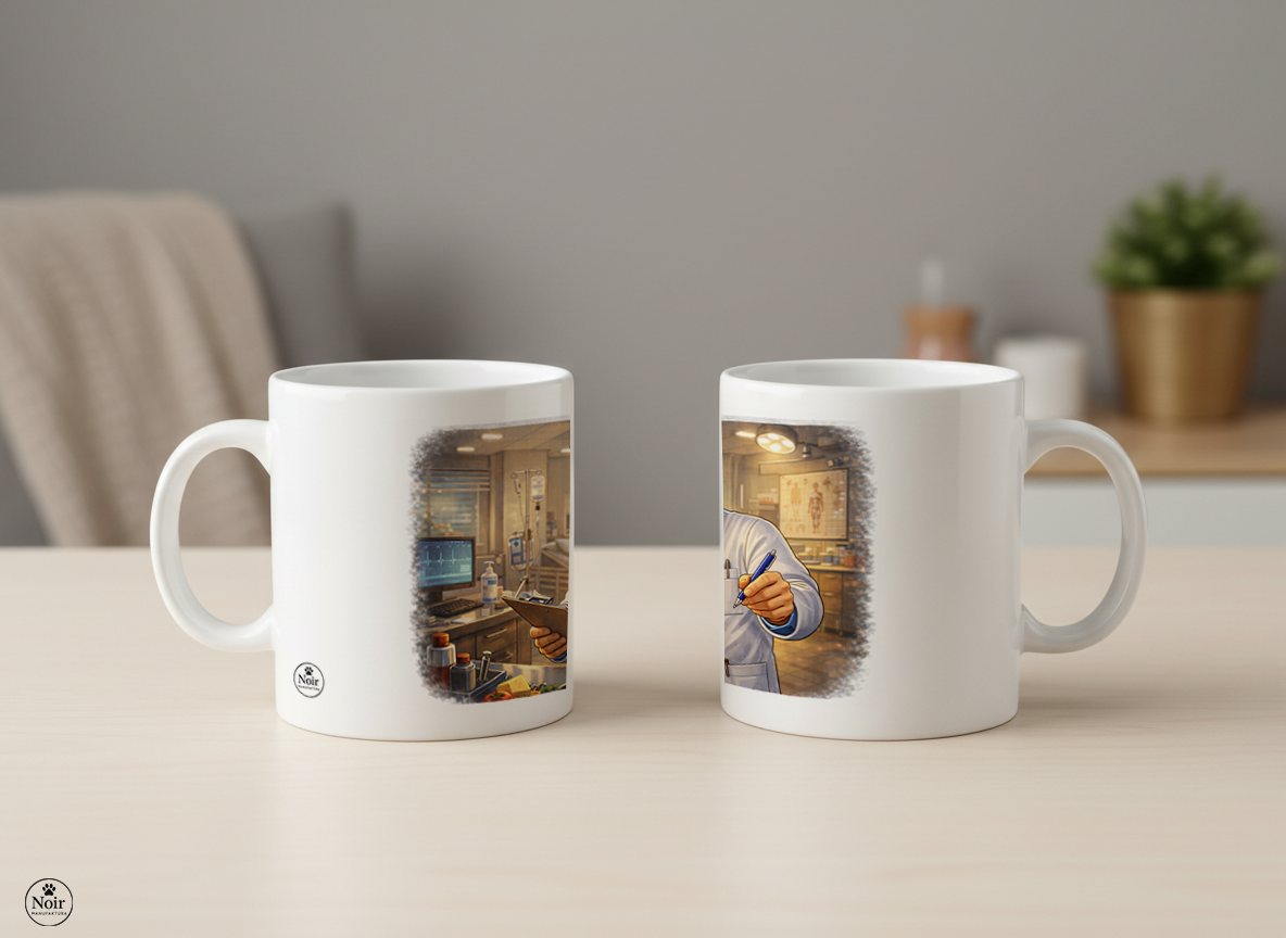 Orvos prémium illusztrált bögre – színes dizájn | 330 ml