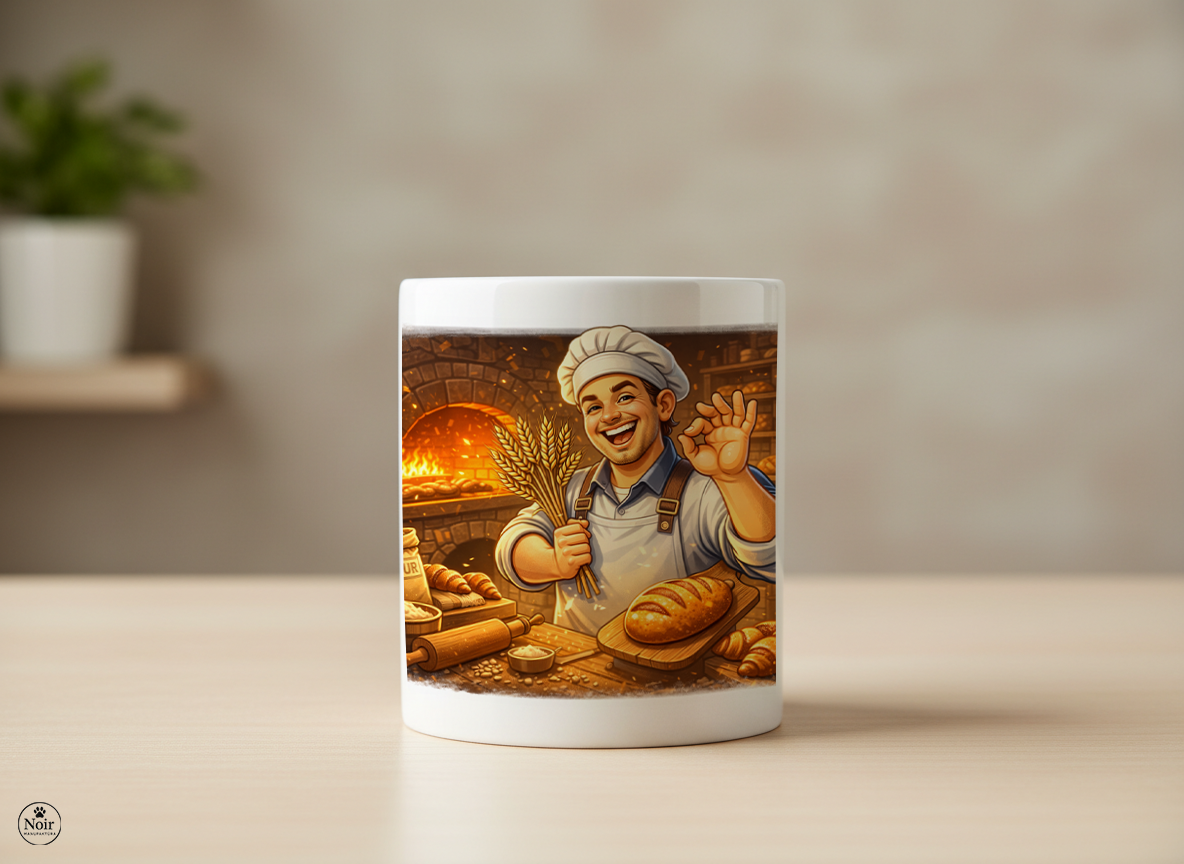 Pék prémium illusztrált bögre – színes dizájn | 330 ml