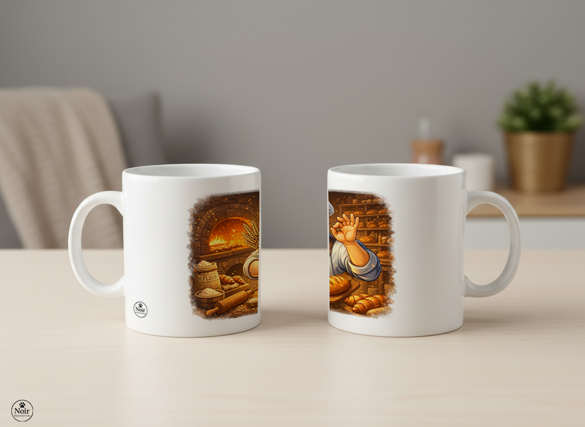 Pék prémium illusztrált bögre – színes dizájn | 330 ml