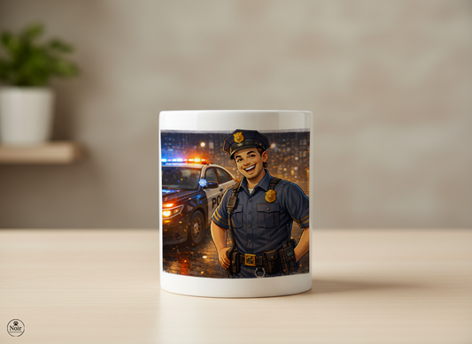 Rendőr prémium illusztrált bögre – színes dizájn | 330 ml