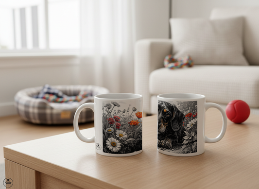 Tacskó drótszőrű a gödör mellett bögre – 330 ml