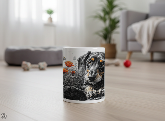 Tacskó drótszőrű a gödör mellett bögre – 330 ml