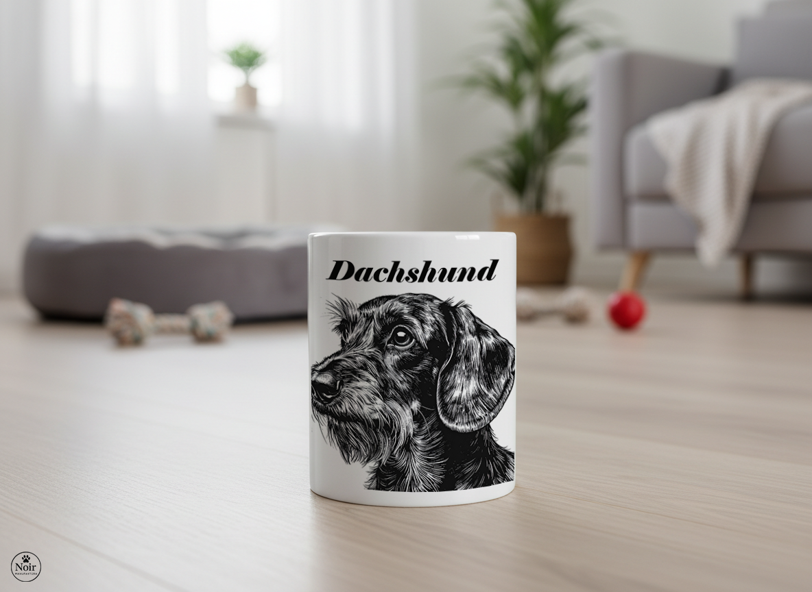 Tacskó szálkás portré bögre – 330 ml