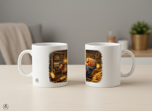 Villanyszerelő prémium illusztrált bögre – színes dizájn | 330 ml